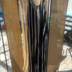 Stylish Black and White Striped suspender jumpsuit